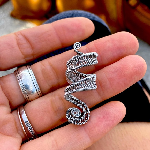 Stainless Steel Herkimer Diamond Dread Cuff - Picture 2 of 5